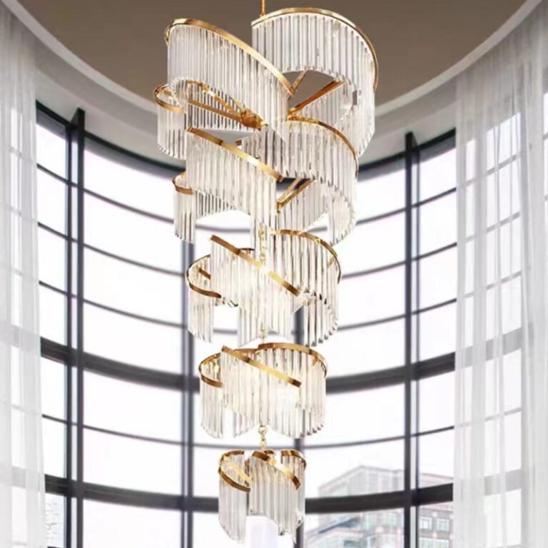 Modern Luxury Gold Chandelier Large Crystal 3D Printed Logo Exclusive Home Use Hanging Ceiling for Living Room Villa Lobby Foyer