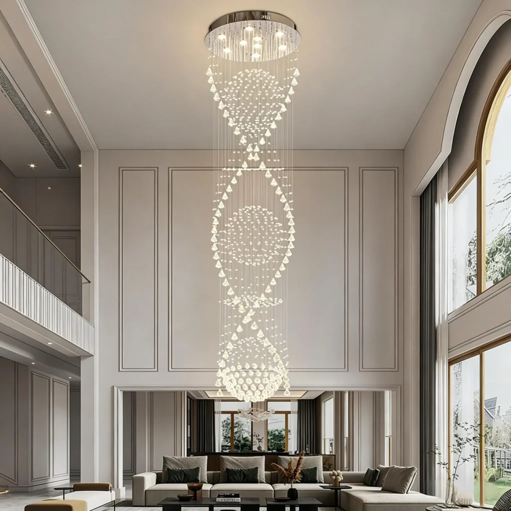 C10024 Long Crystal Staircase Pendant Light