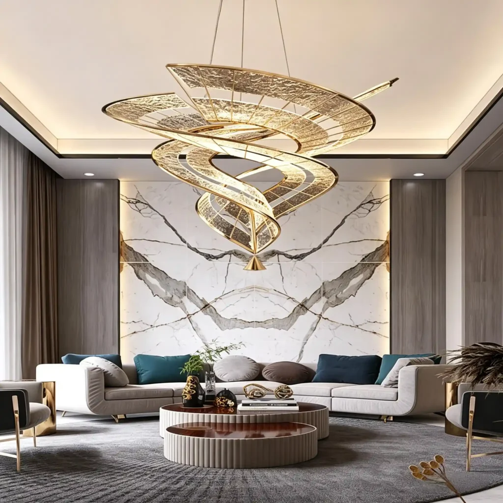Contemporary Artistic Gold Ceiling Chandelier for Villa